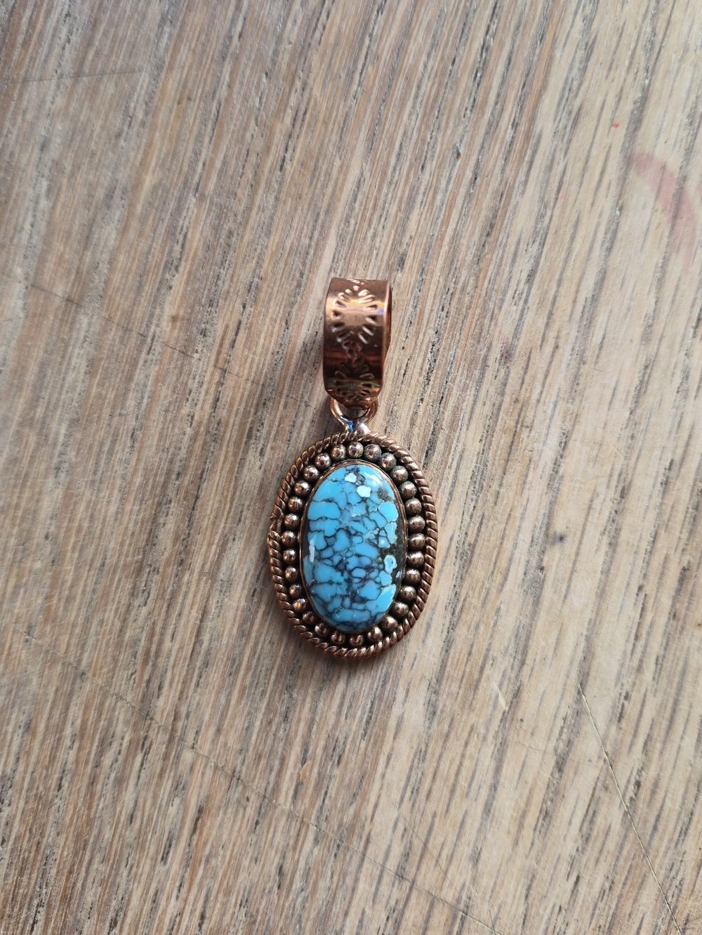 Blue Moon Turquoise Stone Copper Pendant
